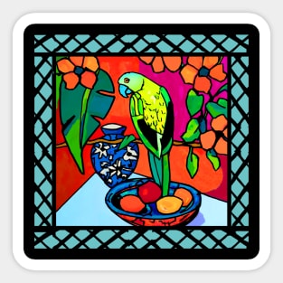 Green Parrot on my Verandah Sticker